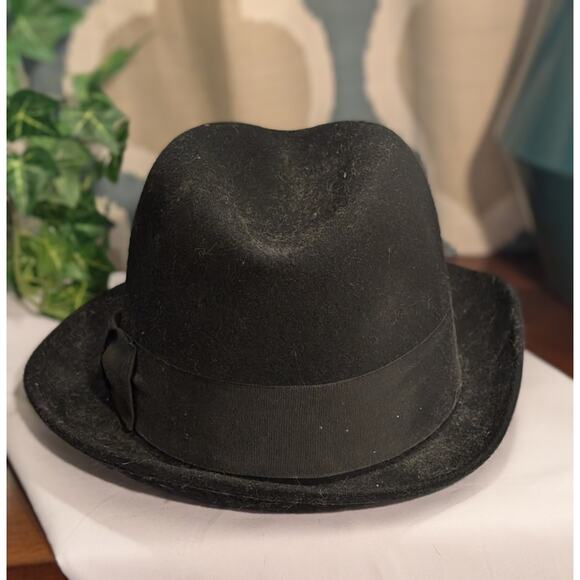 Vintage Black 100% Wool Fedora 7-1/8 Medium 57cm by Golden Gate Hat Co Hollywood - Picture 4 of 10